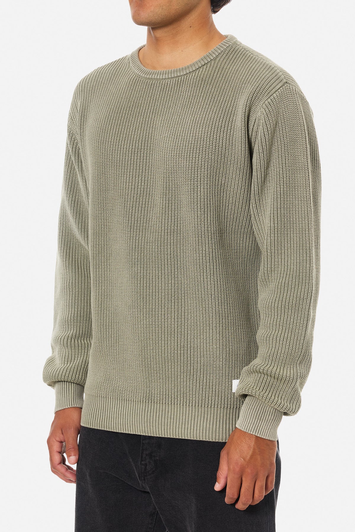 Katin Swell Sweater in Moss, on model, side #color_moss