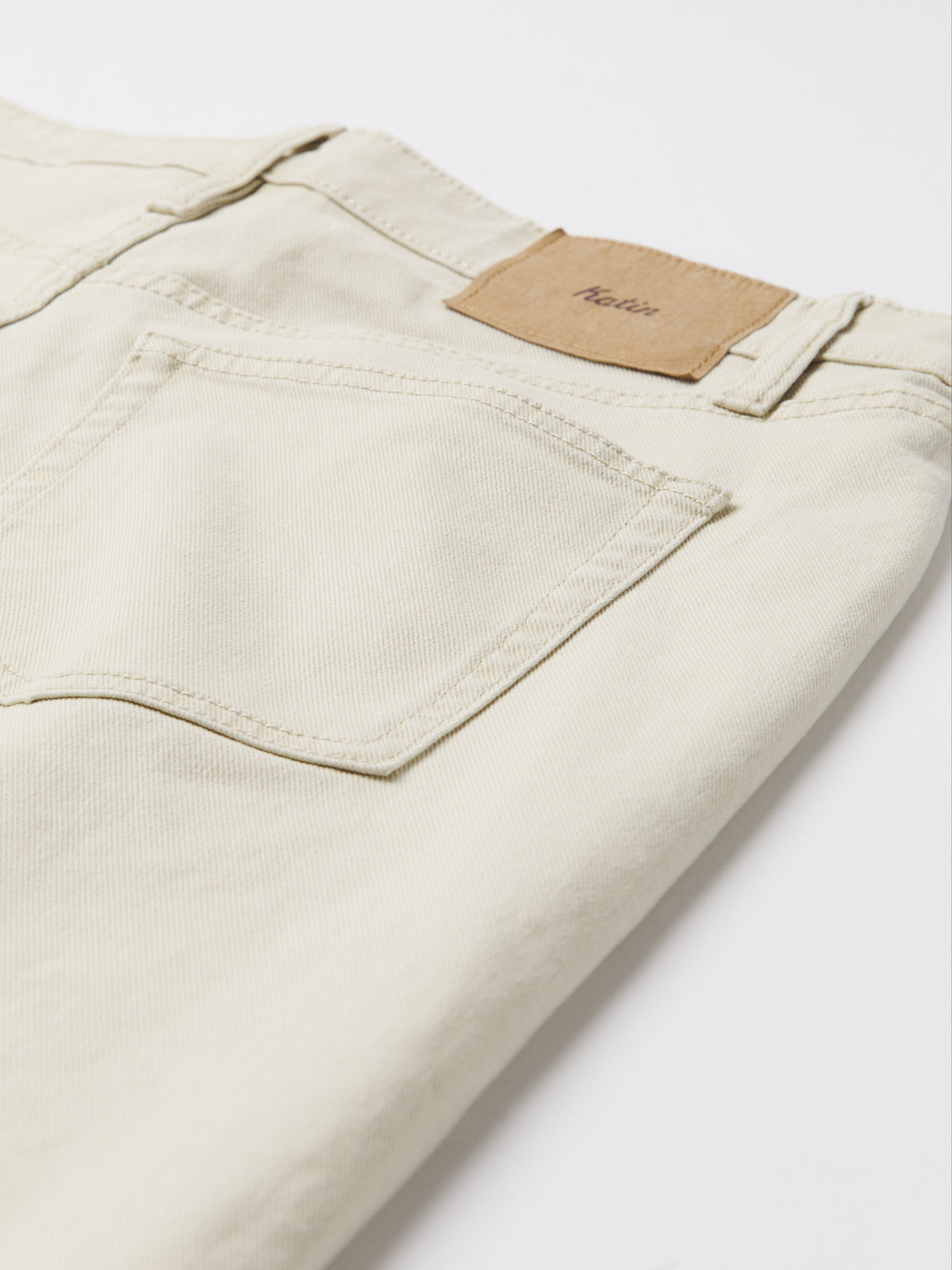 Katin Ren 57 Classic Straight Bull Denim in Birch bull denim, flat, stitch detail #color_birch