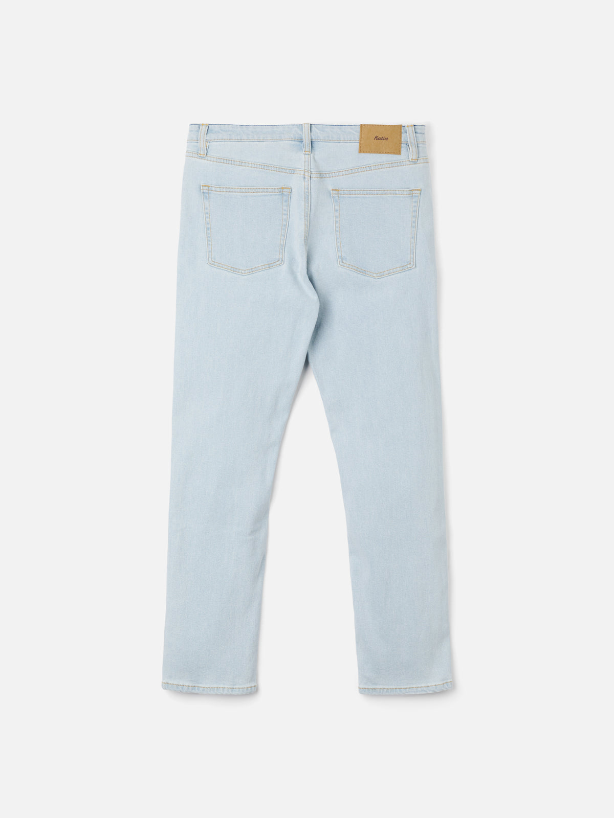 Katin Jacobs 71 Slim Straight in Light Indigo denim, flat, back #color_light indigo