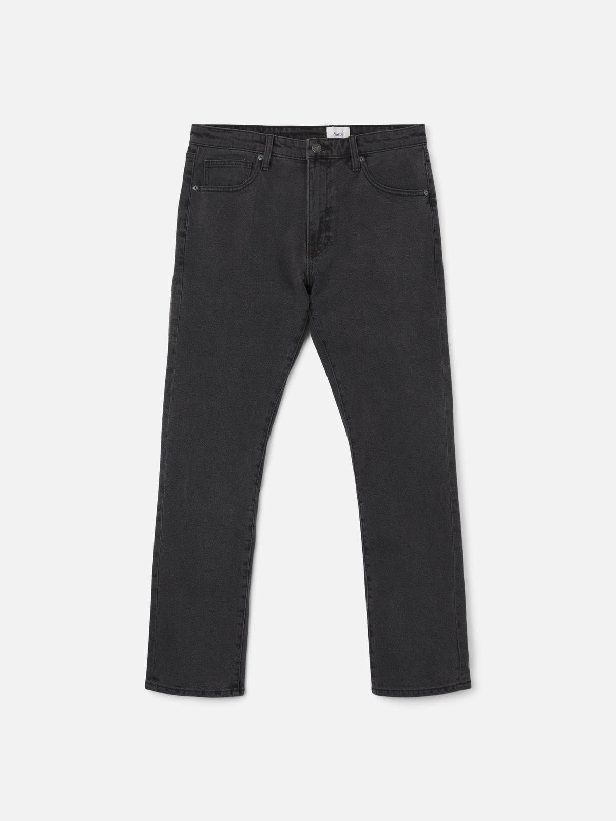Katin Jacobs 71 Slim Straight in Washed Black denim, flat, front #color_washed black