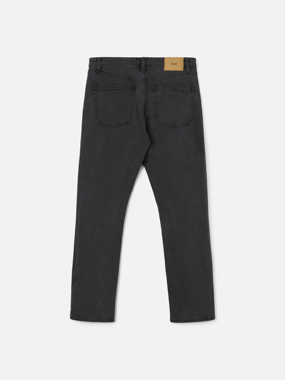 Katin Jacobs 71 Slim Straight in Washed Black denim, flat, back #color_washed black