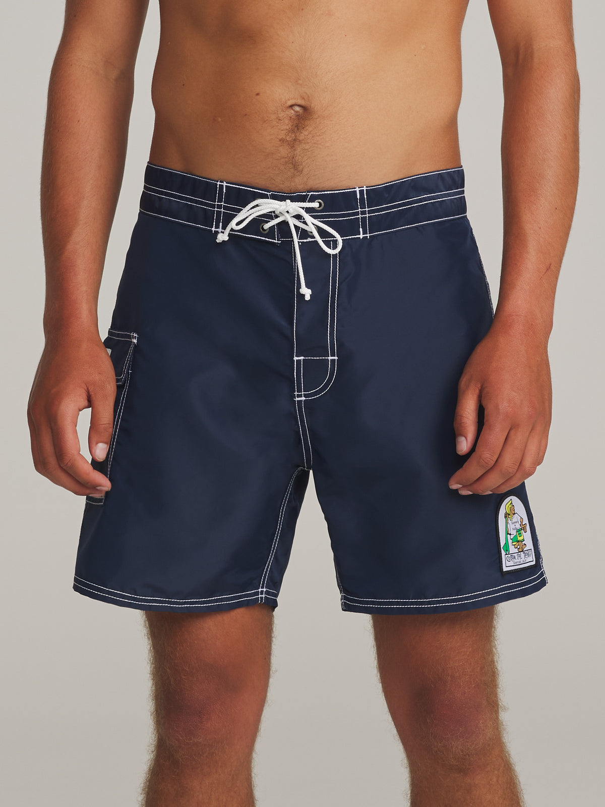Katin Waterman Trunk in Navy, on model, front #color_navy