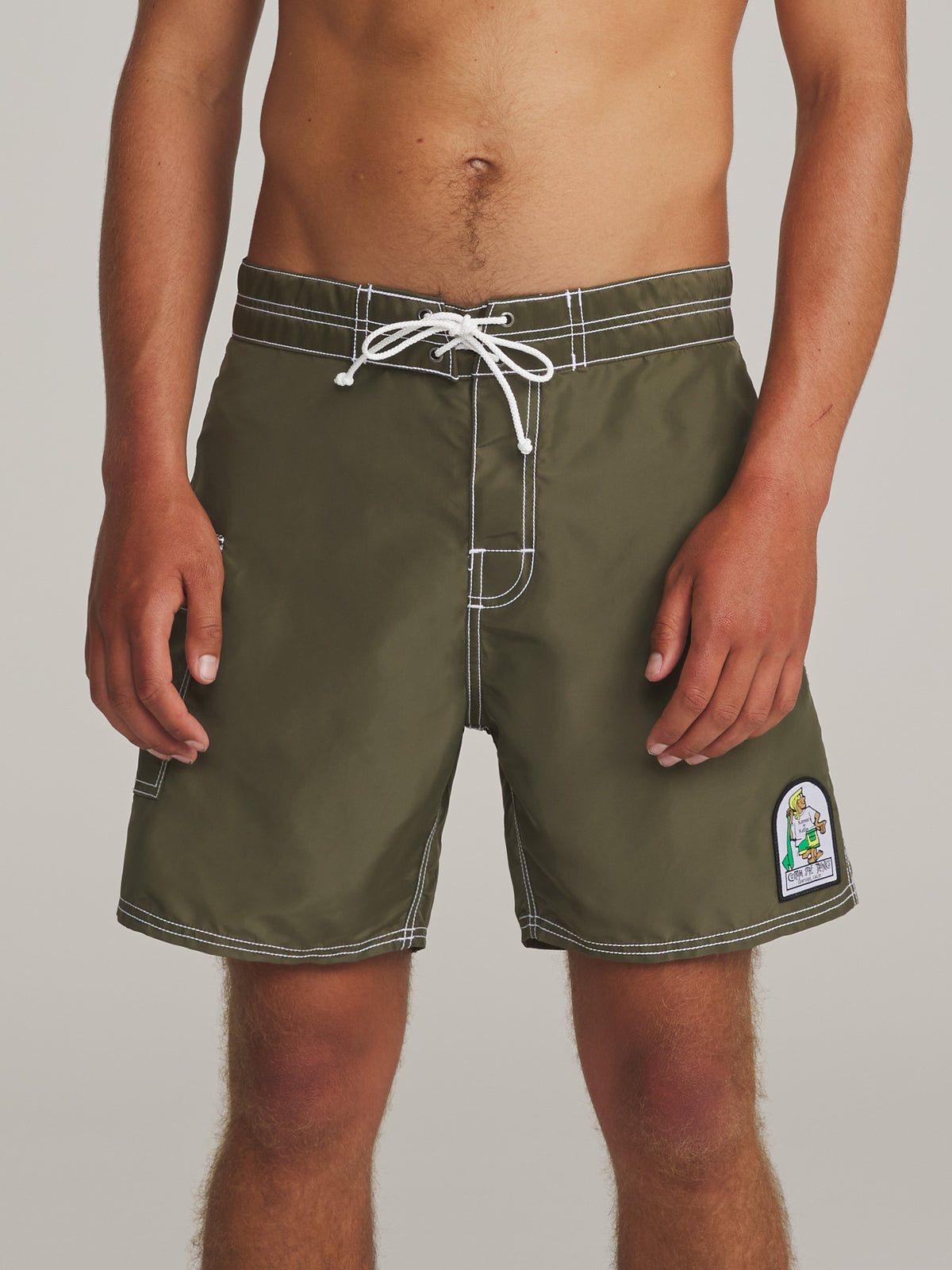 Katin Waterman Trunk in Olive Night, on model, front #color_olive night