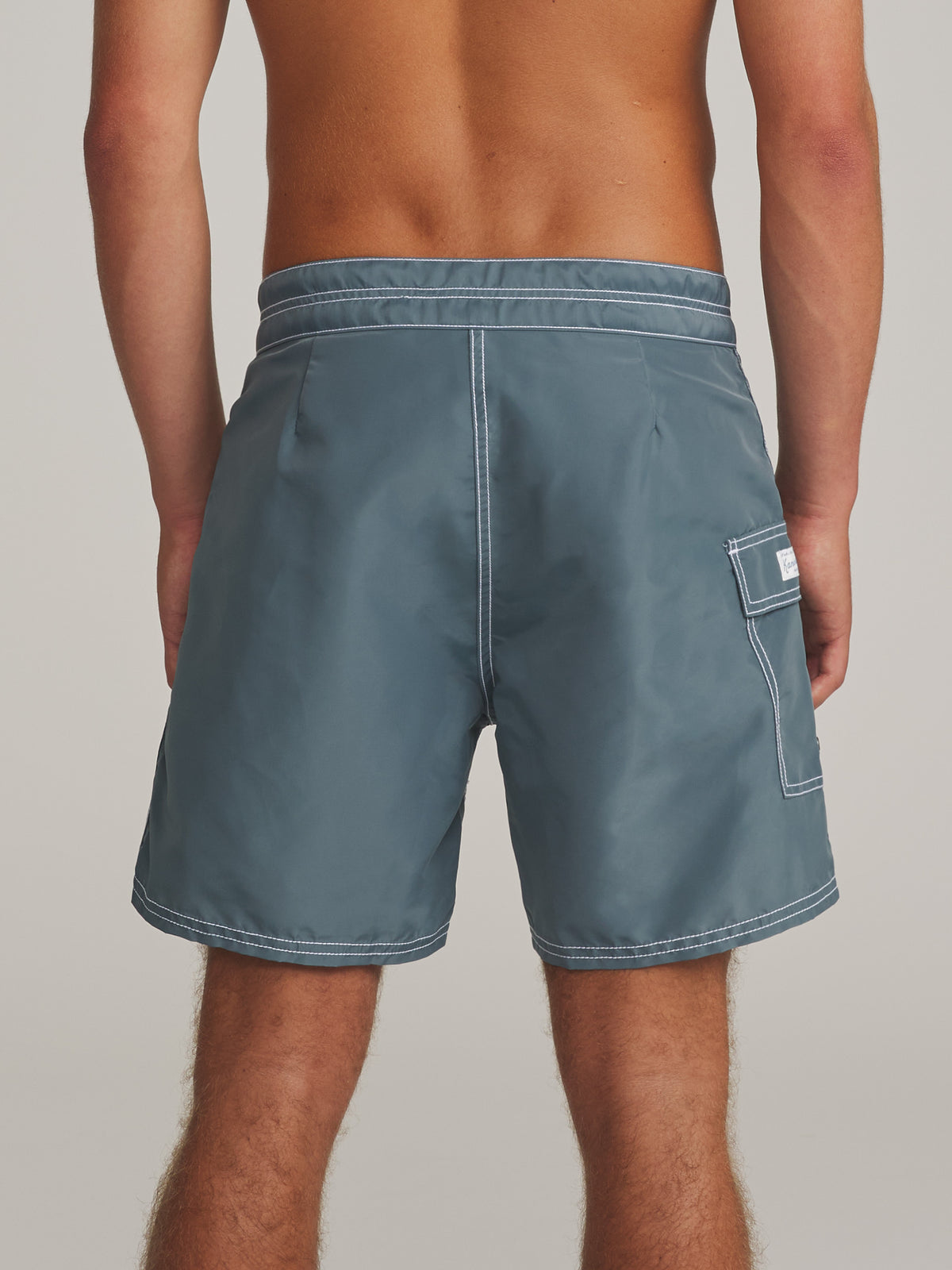 Katin Waterman Trunk in Tempest Blue, on model, back #color_tempest blue