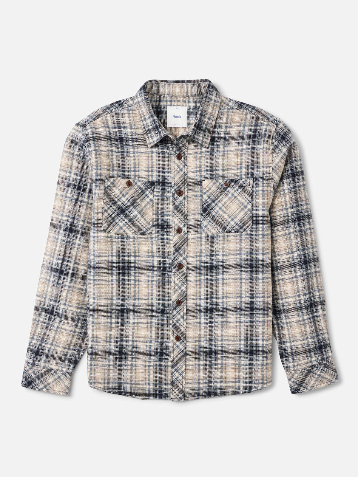 Katin Sierra Flannel in Tempest Blue midweight flannel, flat, front #color_tempest blue