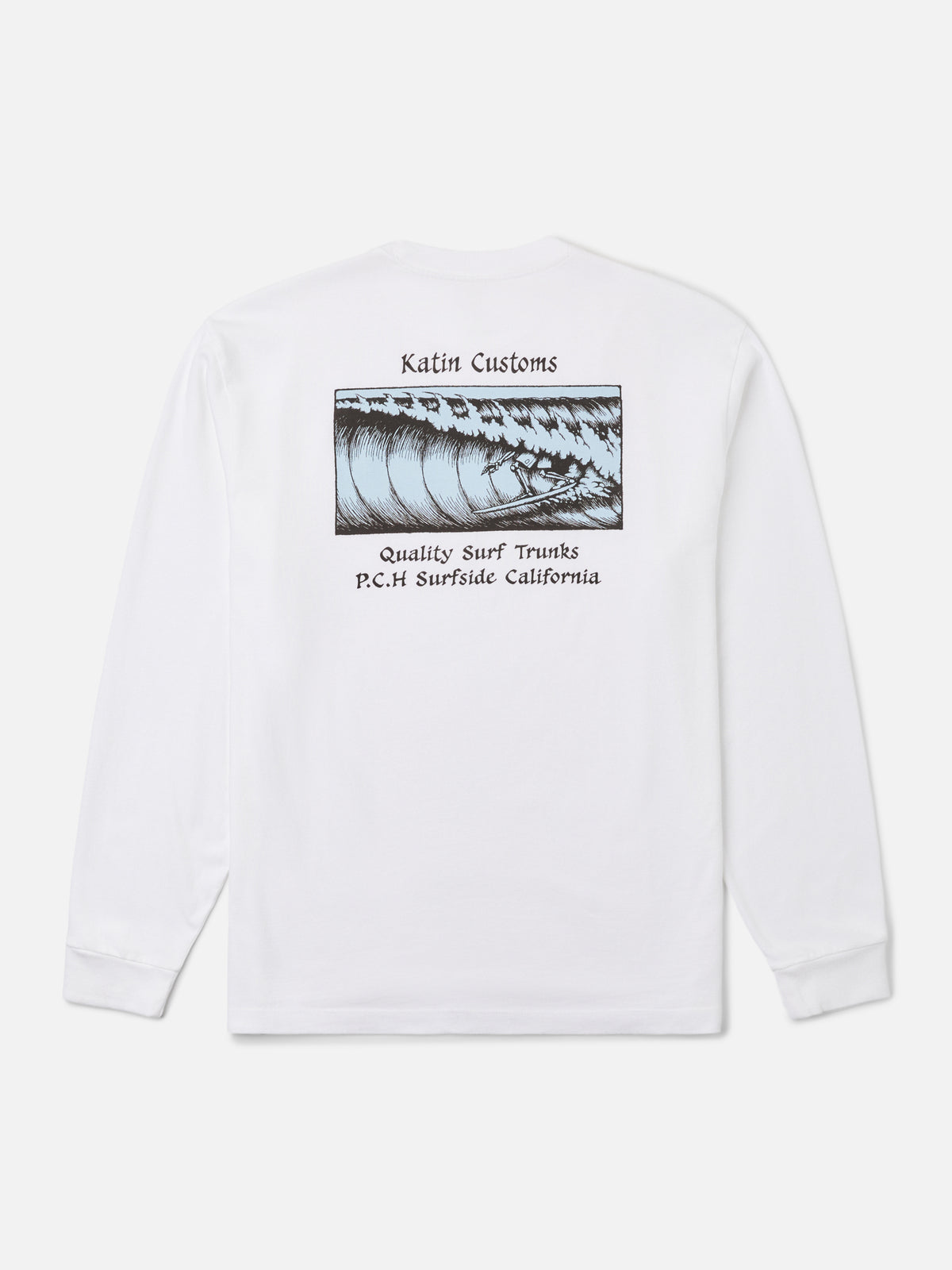 Katin Void Box Fit LS Tee in White heavyweight jersey, flat, back #color_white