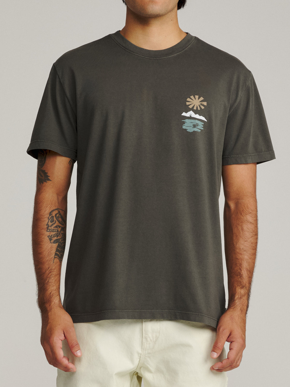 Katin Cascade Tee in Lead Vintage Wash midweight jersey, on model, front #color_lead vintage wash