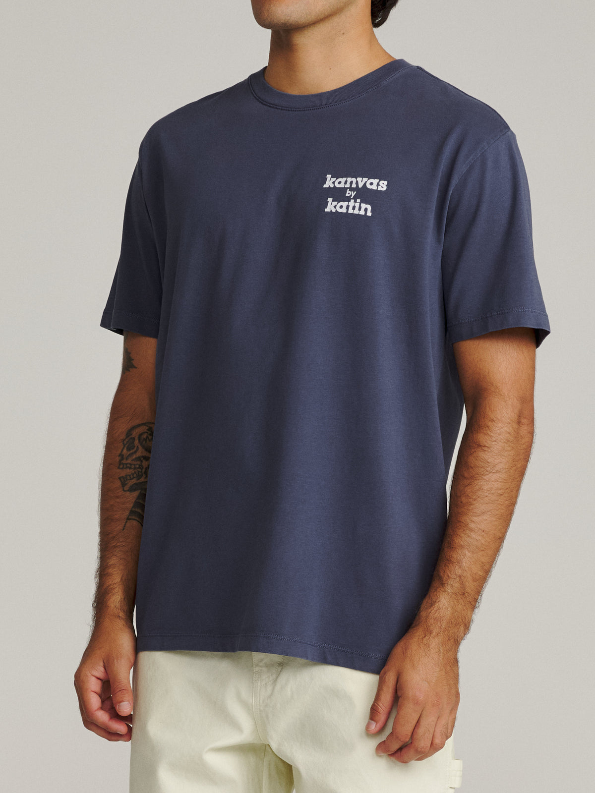 Katin K-Man Tee in Washed Blue Vintage Wash, on model, side #color_washed blue vintage wash