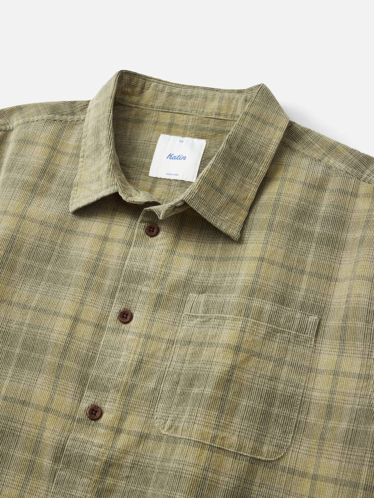 Katin Stevie Shirt in Khaki 18 wale corduroy, detail #color_khaki