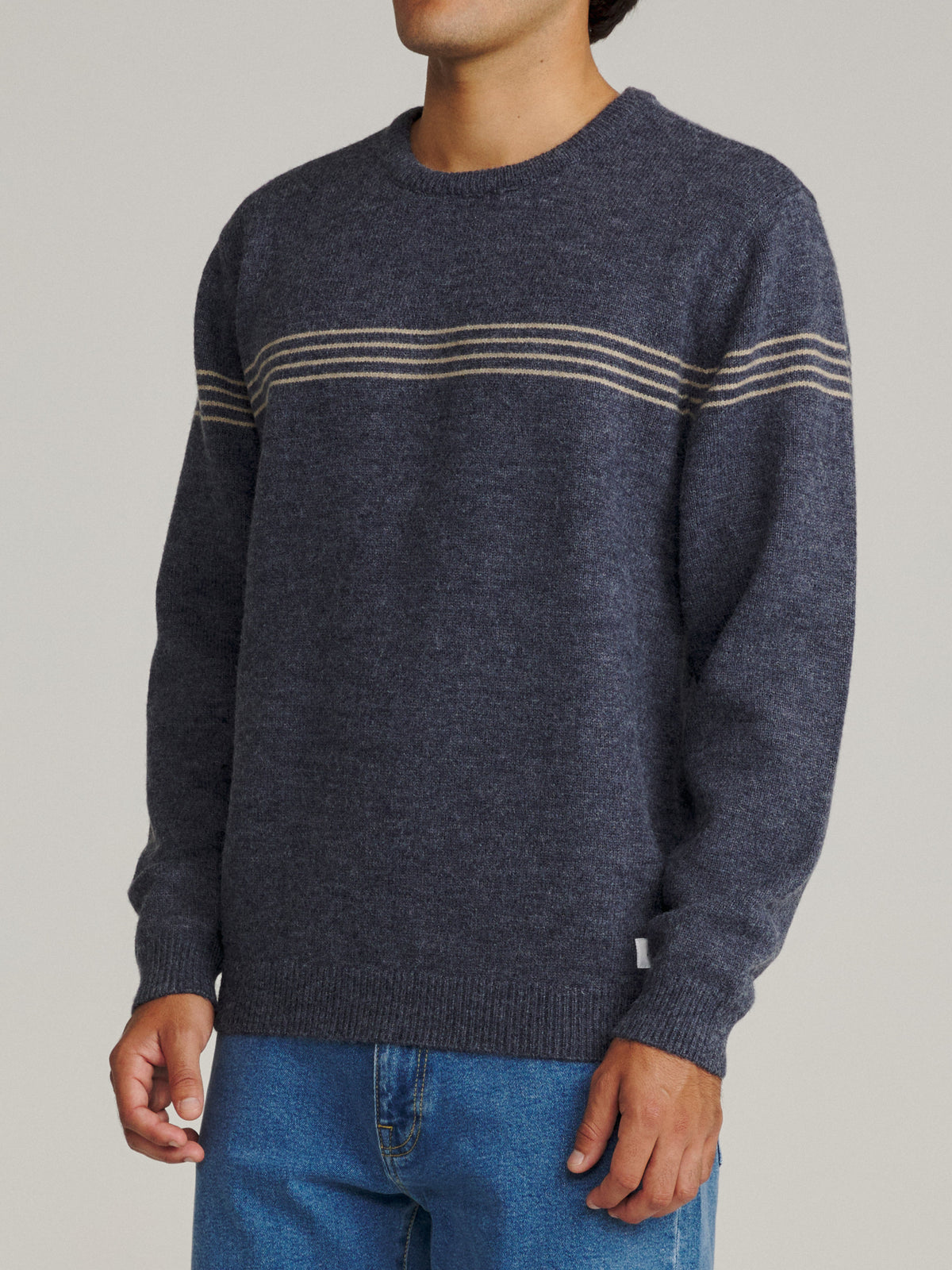 Katin Charles Sweater in Navy, on model, side #color_navy