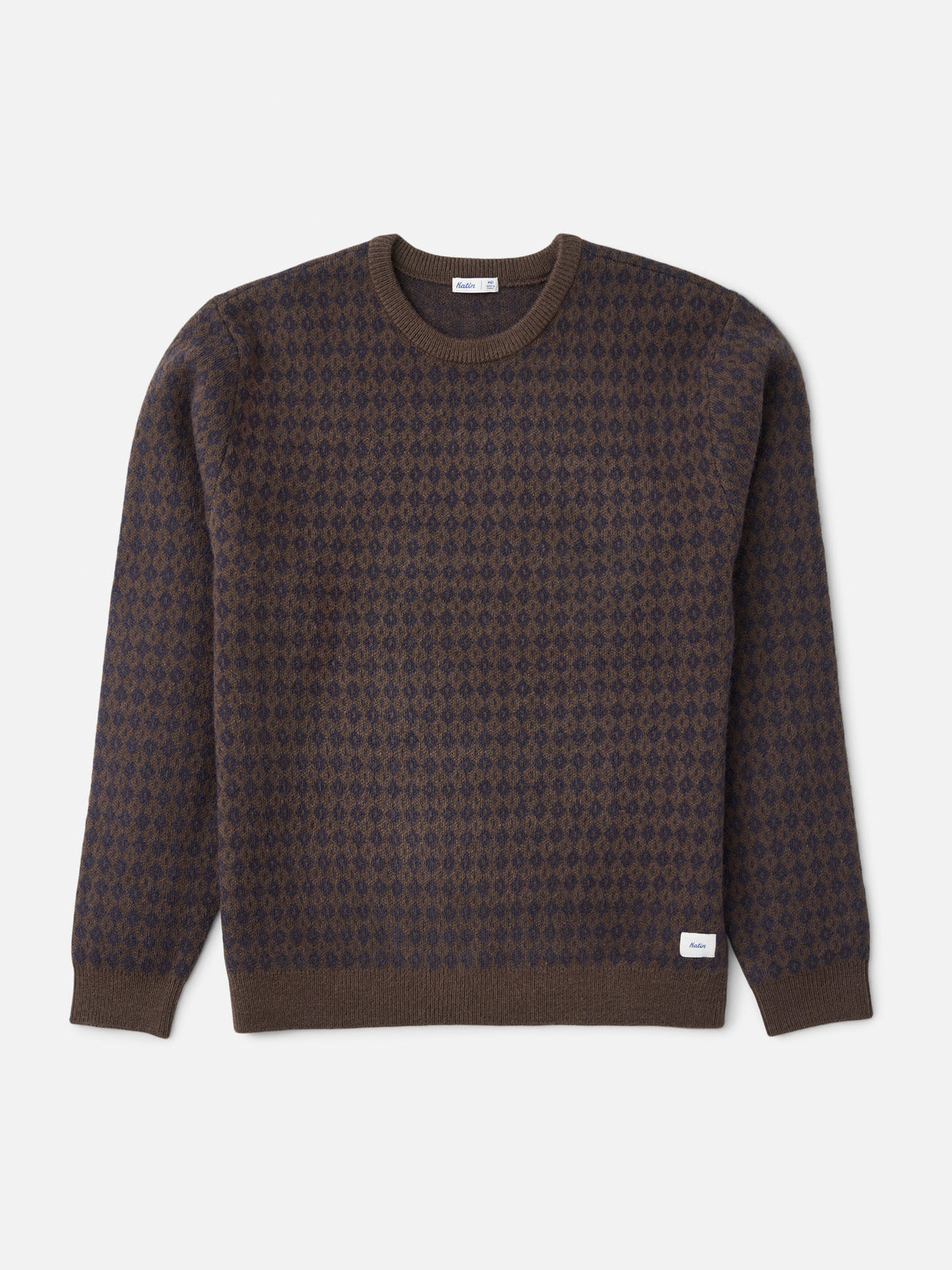 Katin Check Sweater in Gray/Navy with a custom argyle pattern, flat, front #color_gray/navy