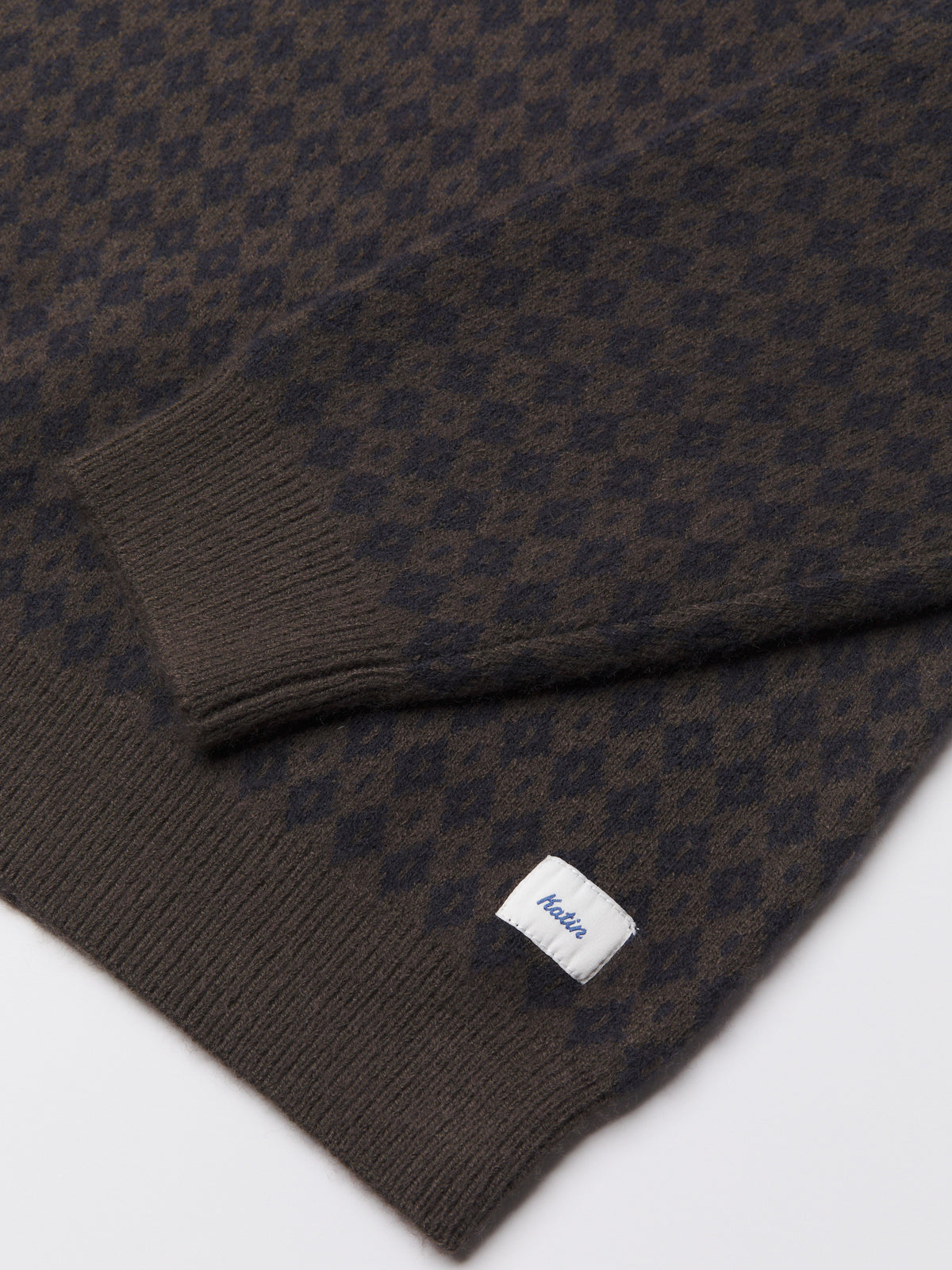 Katin Check Sweater in Gray/Navy with a custom argyle pattern, flat, sleeve and flag detail #color_gray/navy