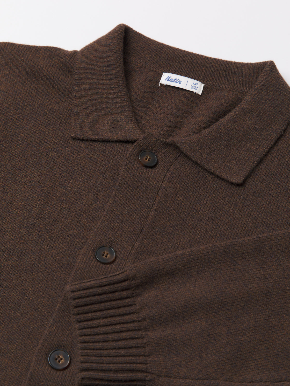 Katin Conor Sweater in Heather Brown, flat, front detail #color_heather brown