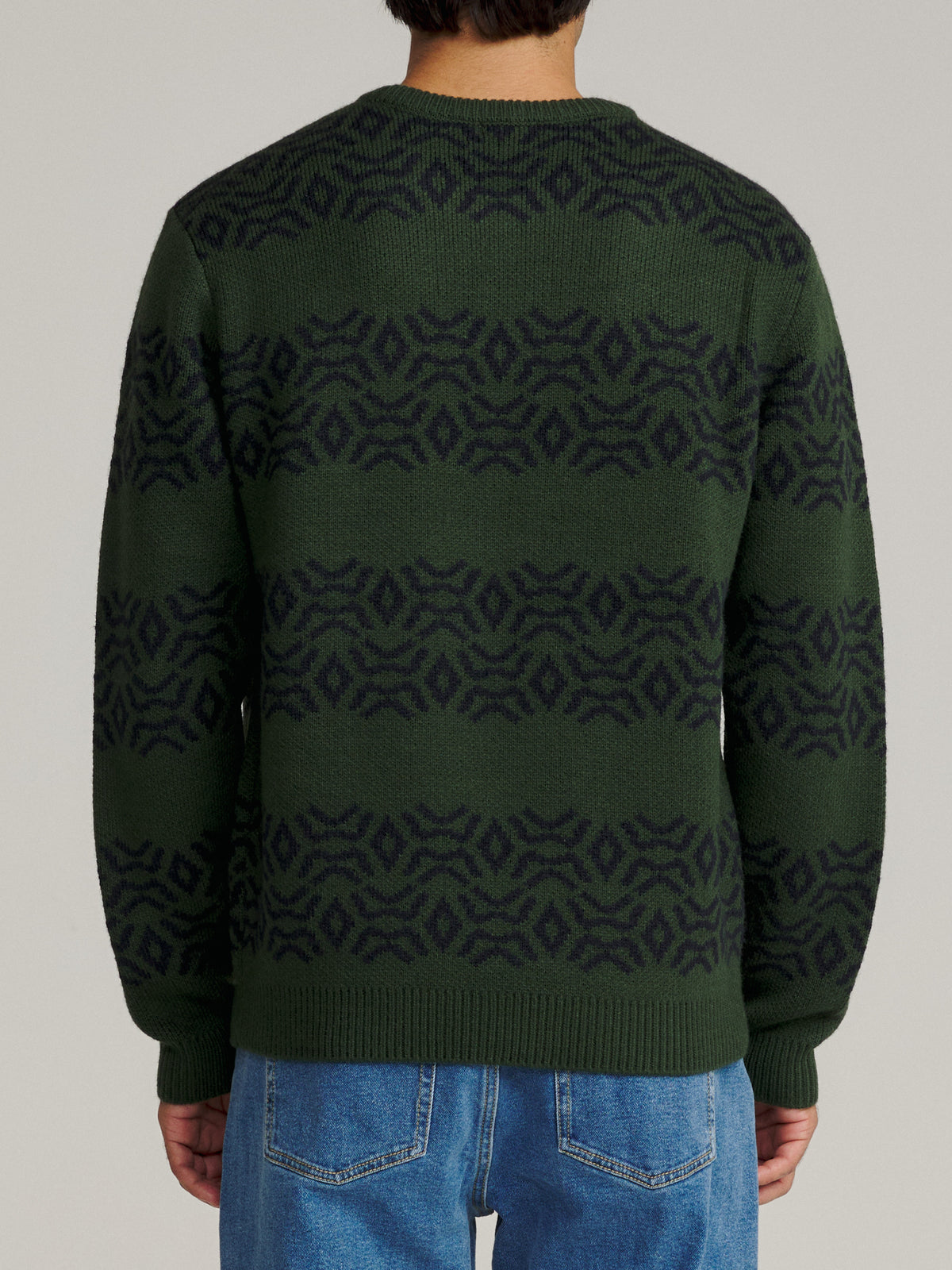 Katin Villager Sweater in Pine, on model, back #color_pine