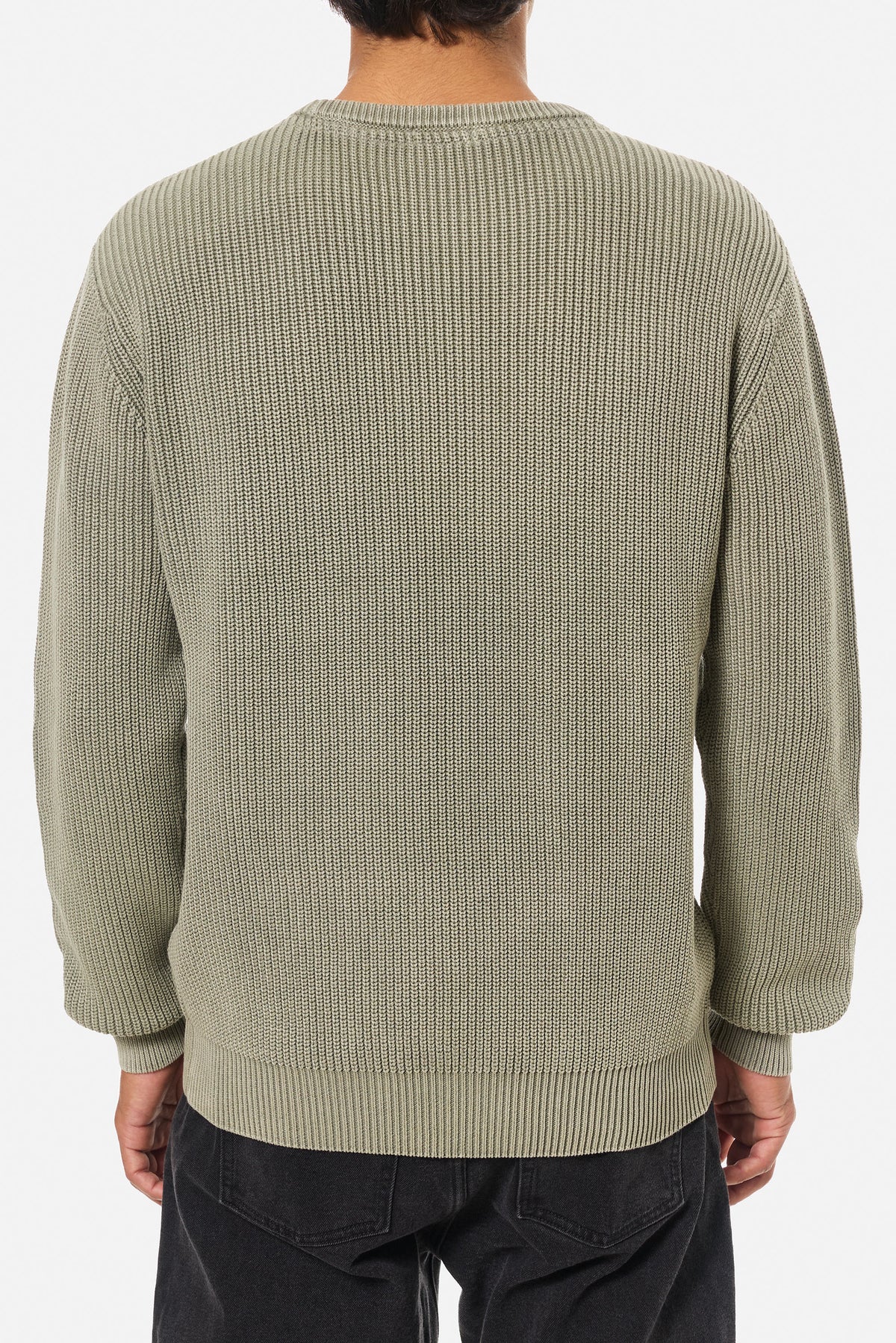 Katin Swell Sweater in Moss, on model, back #color_moss