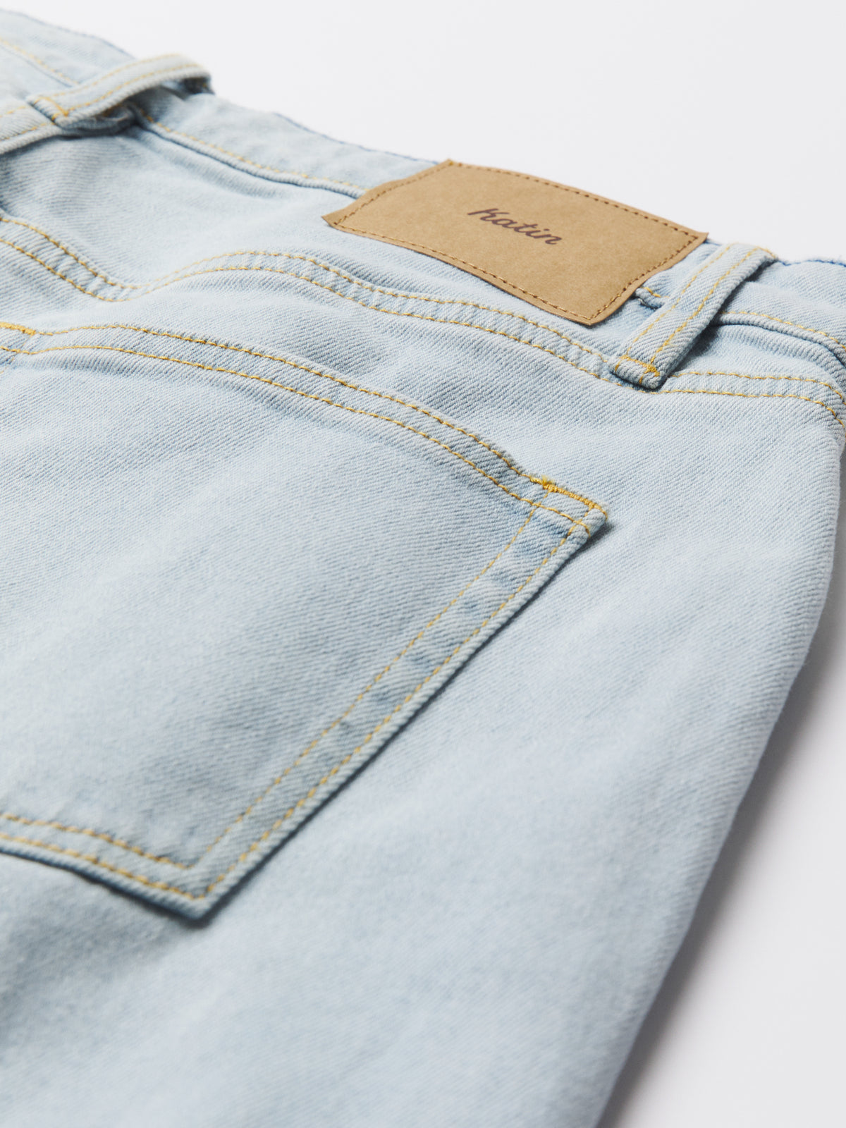 Katin George 64 Relaxed in Light Indigo denim, flat, back pocket detail #color_light indigo