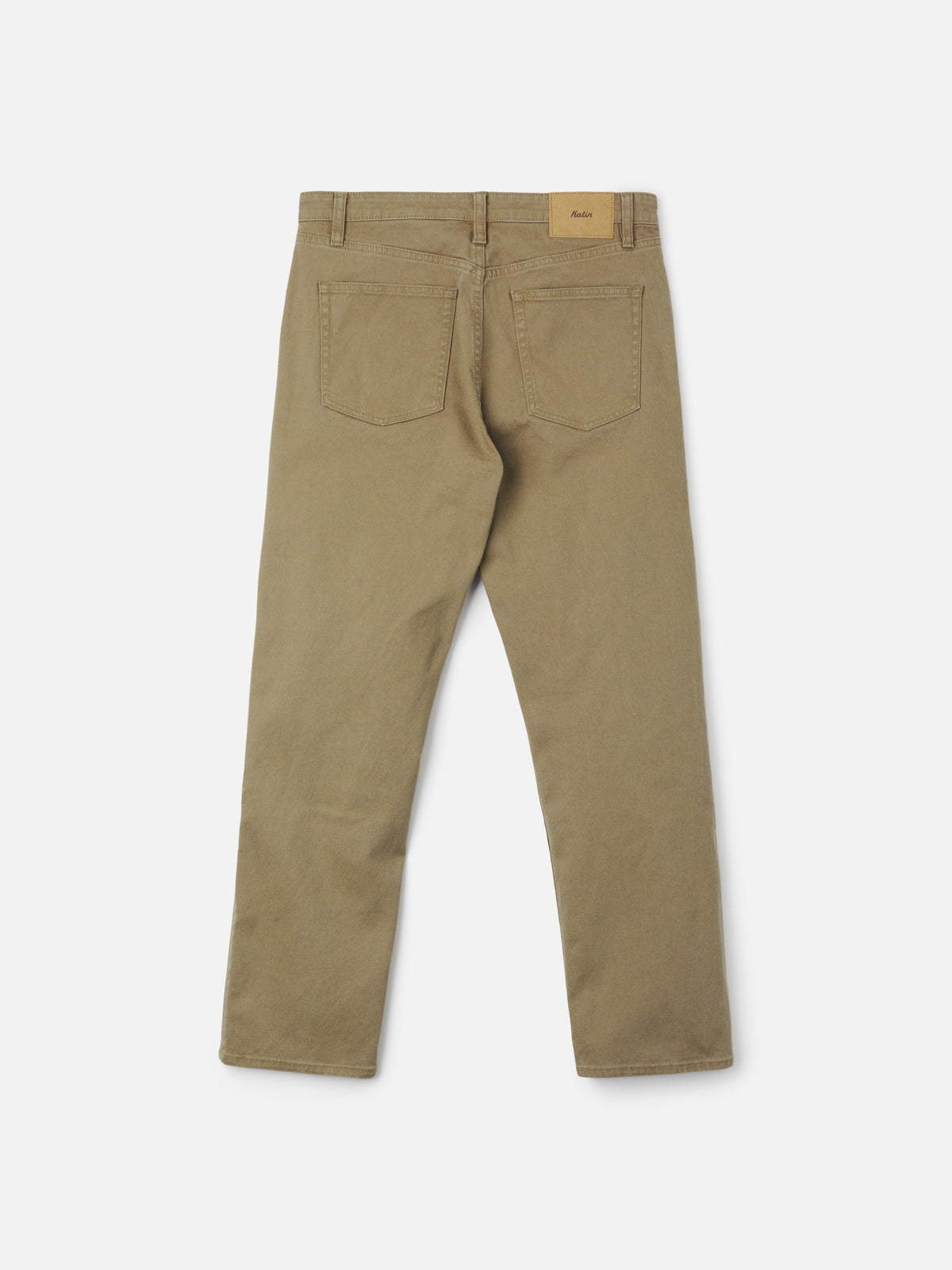 Katin Ren 57 Classic Straight Bull Denim in Covert Green, flat, back #color_covert green