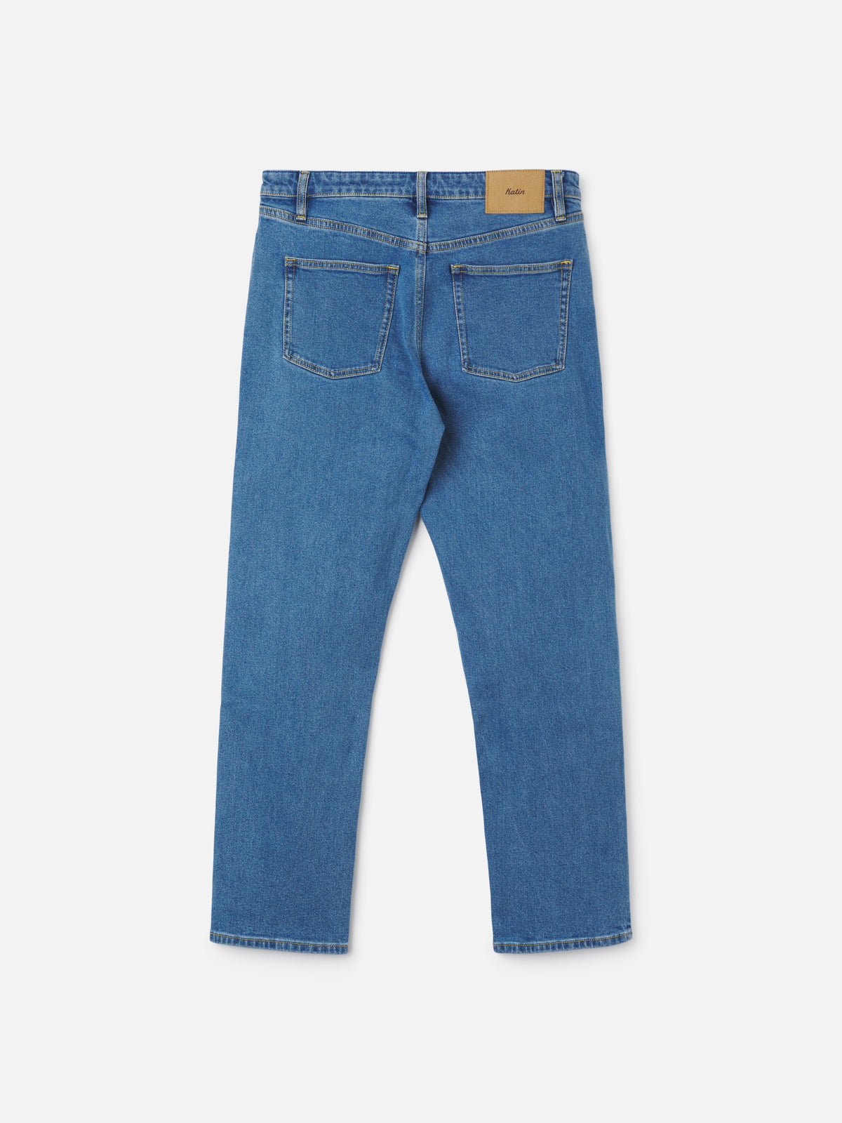Katin Ren 57 Classic Straight in Medium Indigo denim, flat, back #color_medium indigo