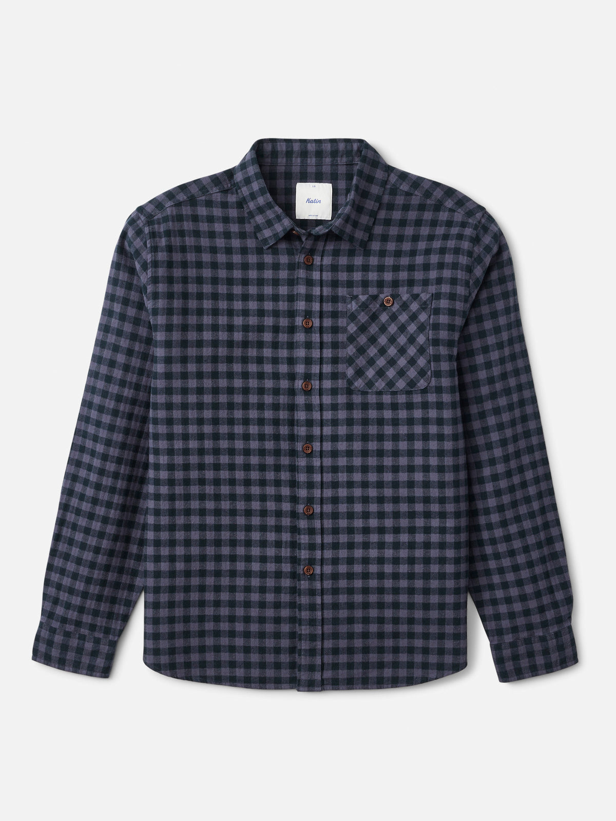 Katin Derek Flannel in Washed Blue Plaid, flat, front #color_washed blue plaid