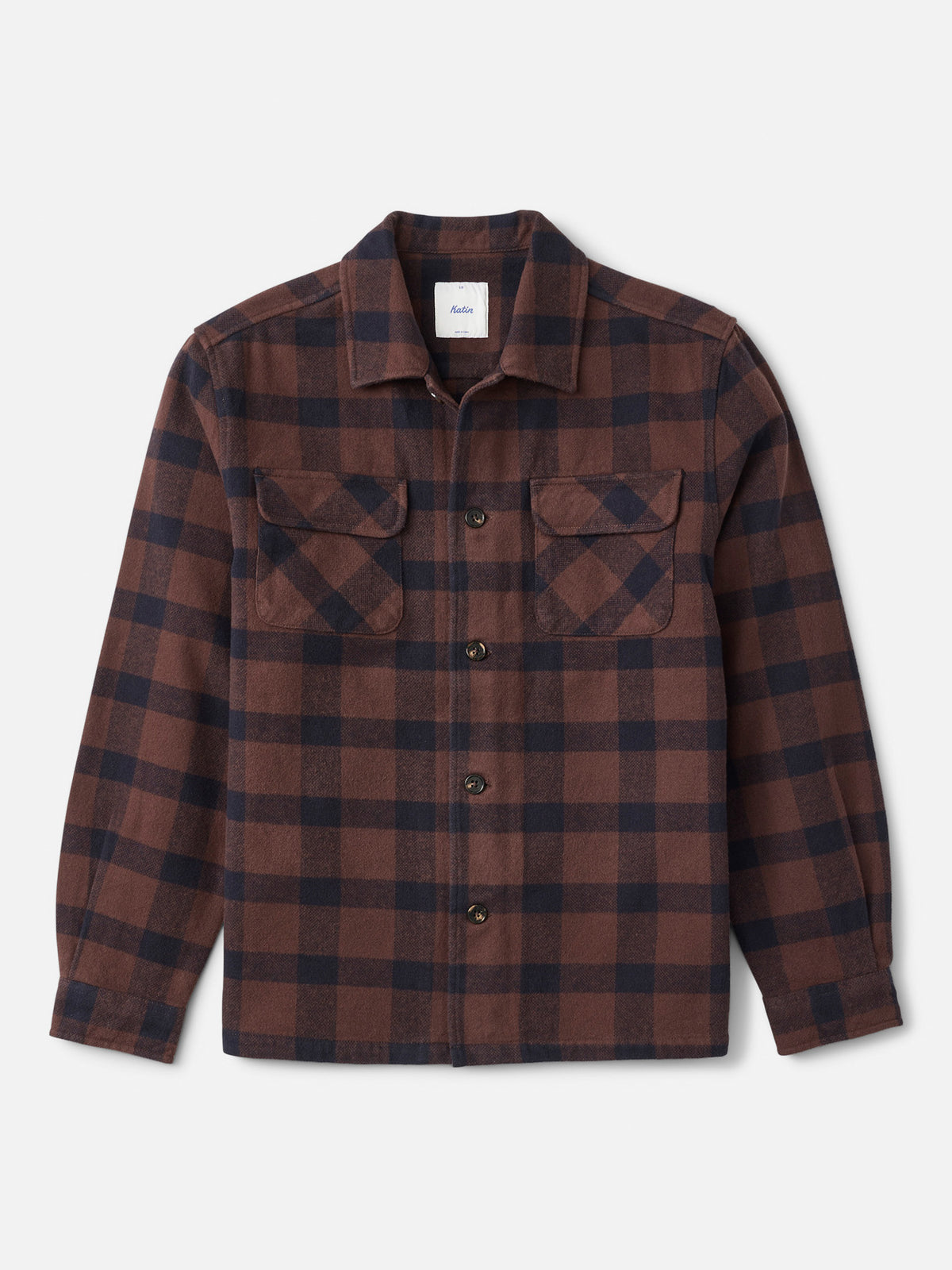 Katin Shiloh Flannel in French Roast Plaid, flat, front #color_french roast plaid