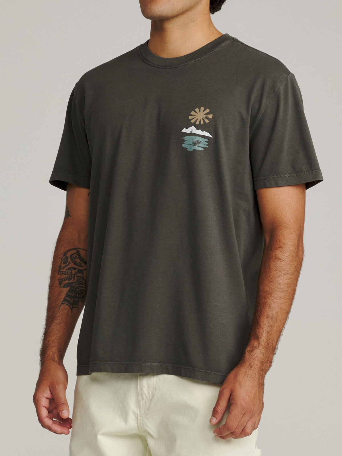 Katin Cascade Tee in Lead Vintage Wash midweight jersey, on model, side #color_lead vintage wash