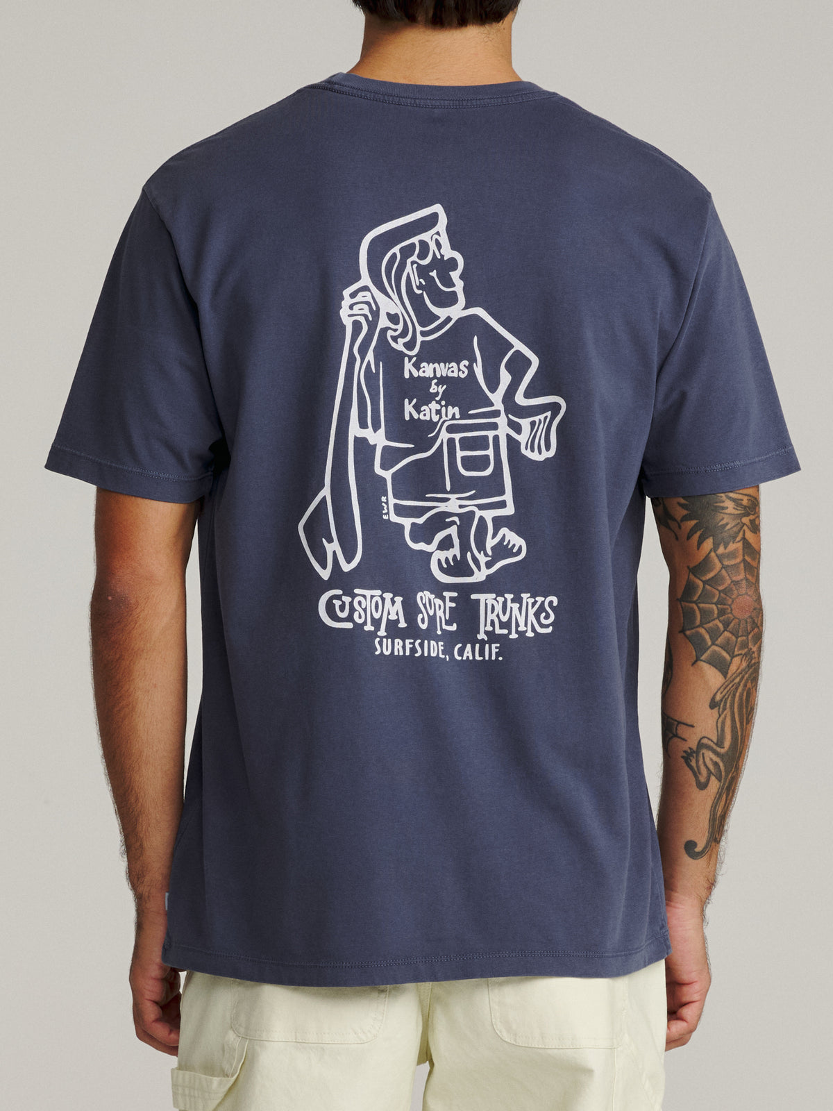 Katin K-Man Tee in Washed Blue Vintage Wash, on model, back #color_washed blue vintage wash