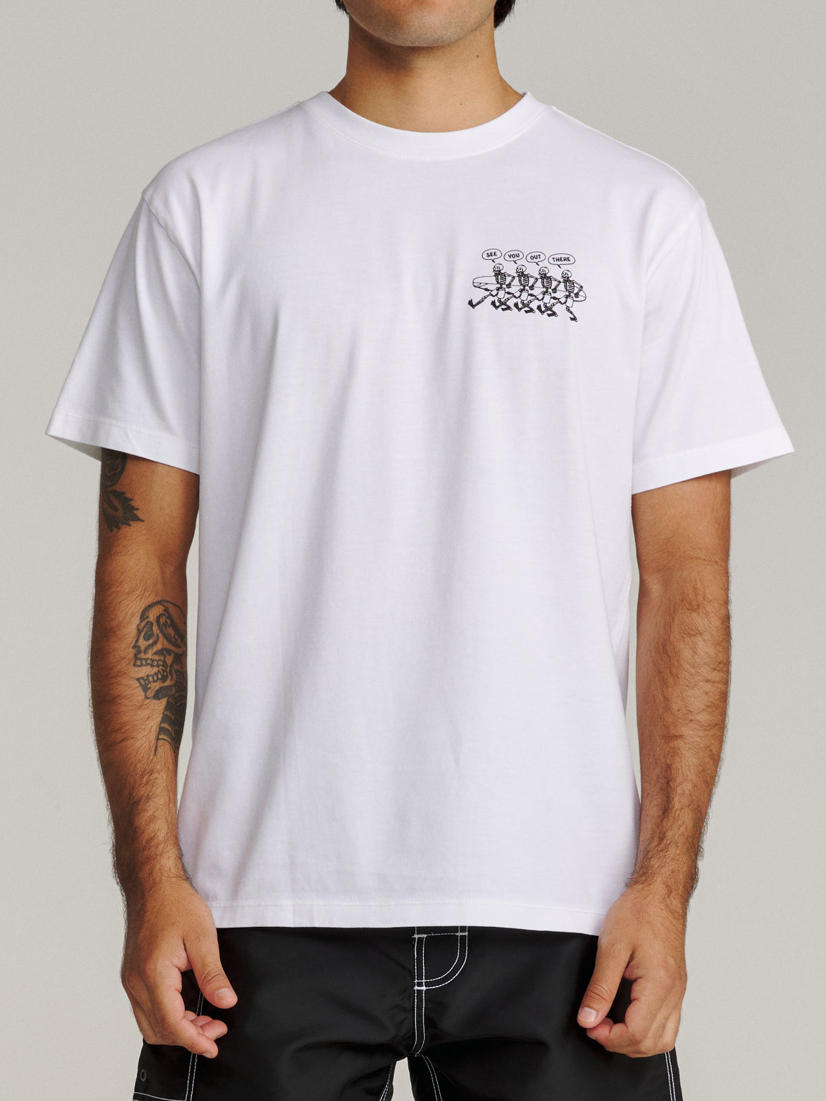 Katin Mas Hermanos Tee in White midweight jersey, on model, front #color_white