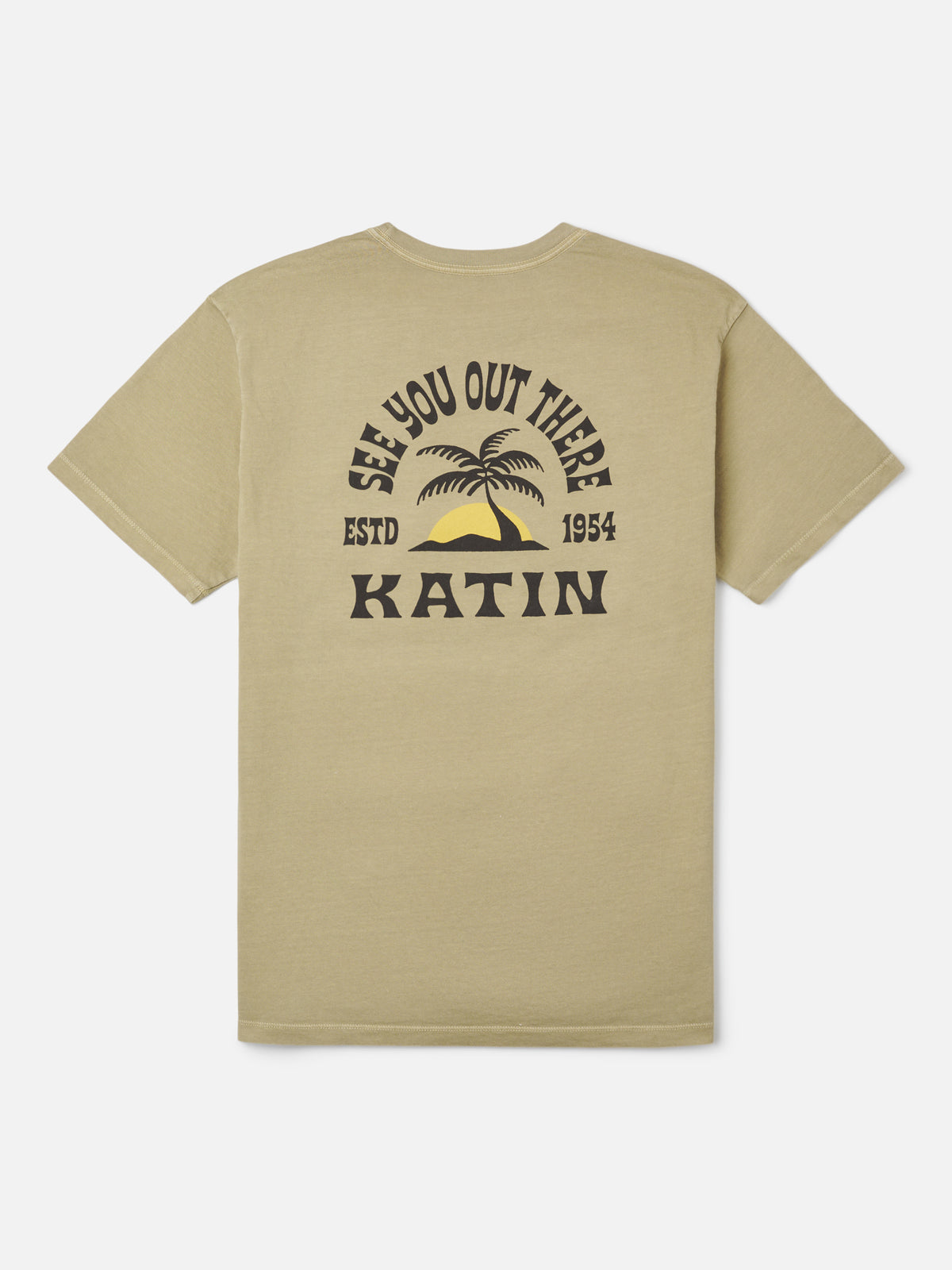 Katin Nosara Tee in Covert Green Vintage Wash, flat, back #color_covert green vintage wash