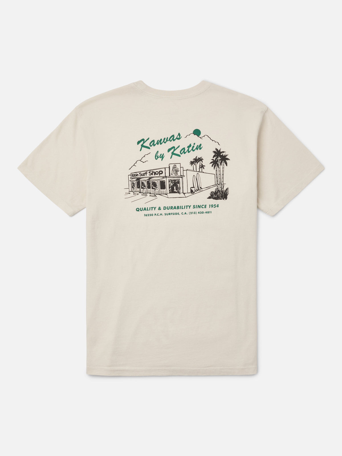 Katin PCH Tee in Vintage White midweight jersey, flat, back #color_vintage white