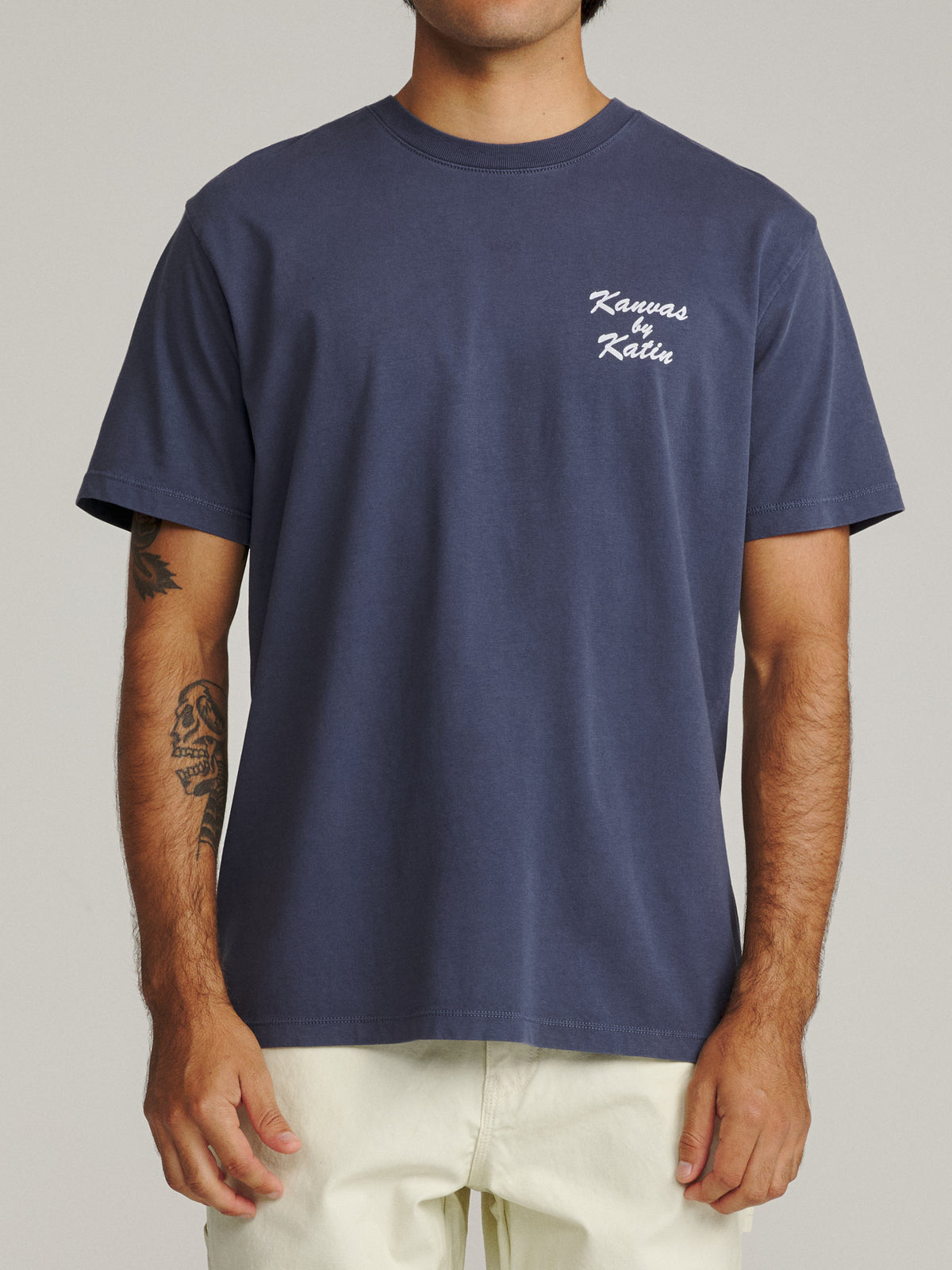 Katin PCH Tee in Washed Blue Vintage Wash, on model, front #color_washed blue vintage wash