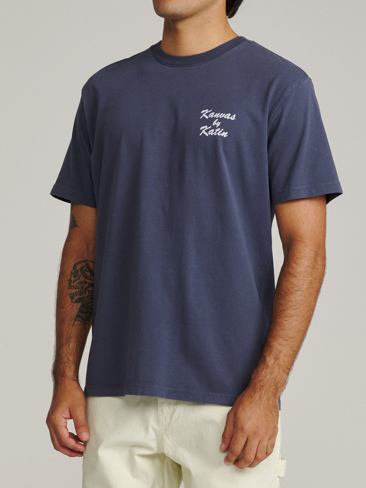 Katin PCH Tee in Washed Blue Vintage Wash, on model, side #color_washed blue vintage wash