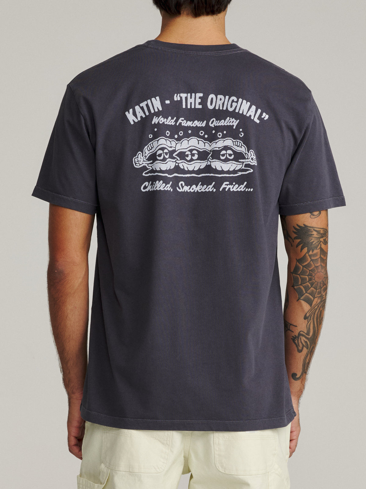 Katin Shuck Tee in Polar Navy Vintage Wash, on model, back #color_polar navy vintage wash