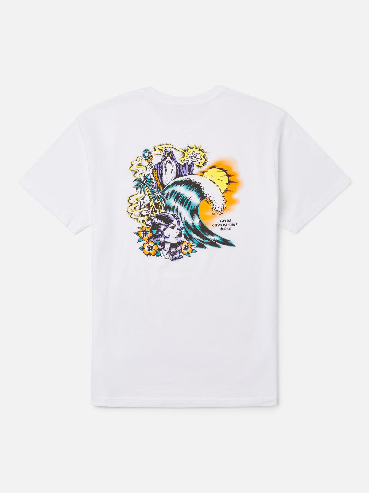 Katin Spell Tee in White midweight jersey, flat, back #color_white