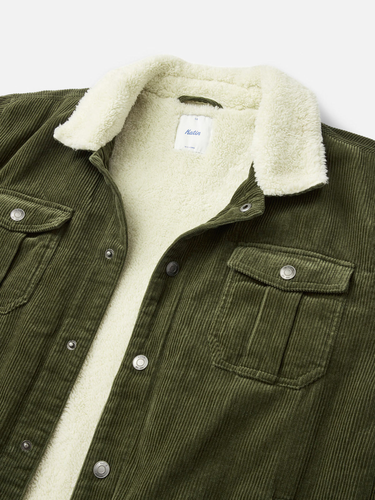 Katin Harris Corduroy Jacket in Dark Olive corduroy, detail #color_dark olive