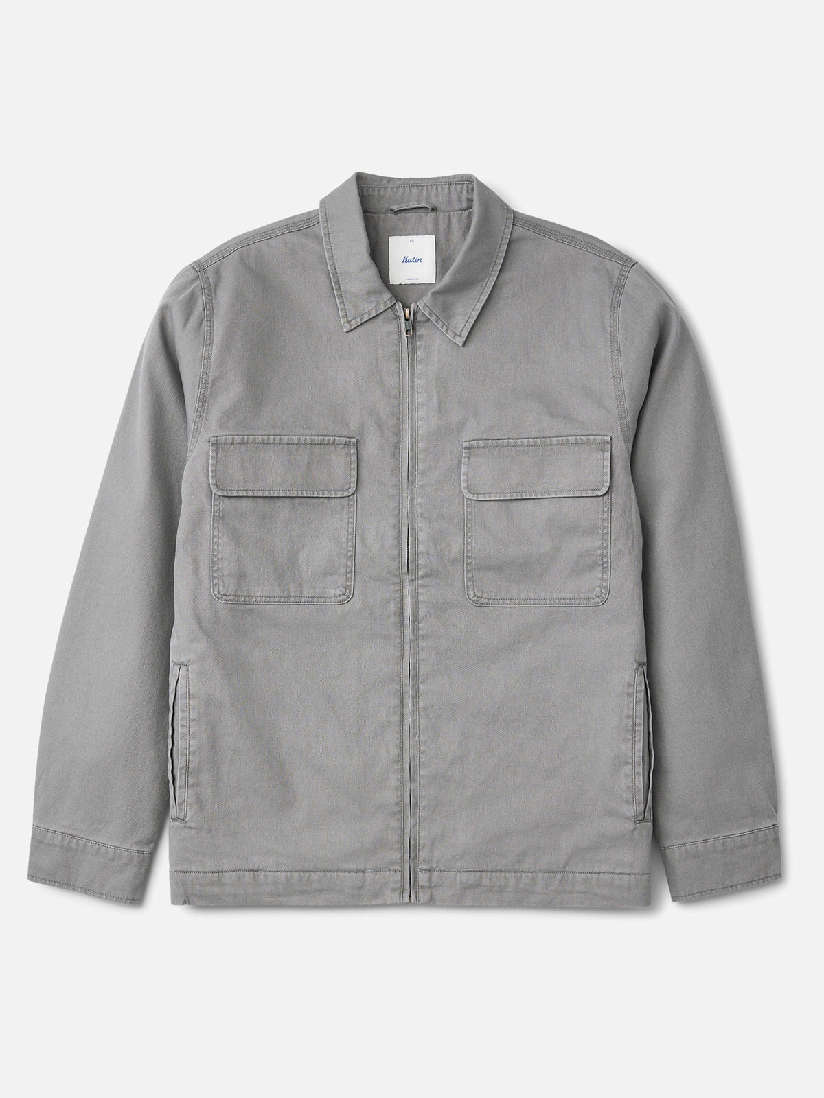 Katin Petrol Jacket in Gray slub jacquard, flat, front #color_gray
