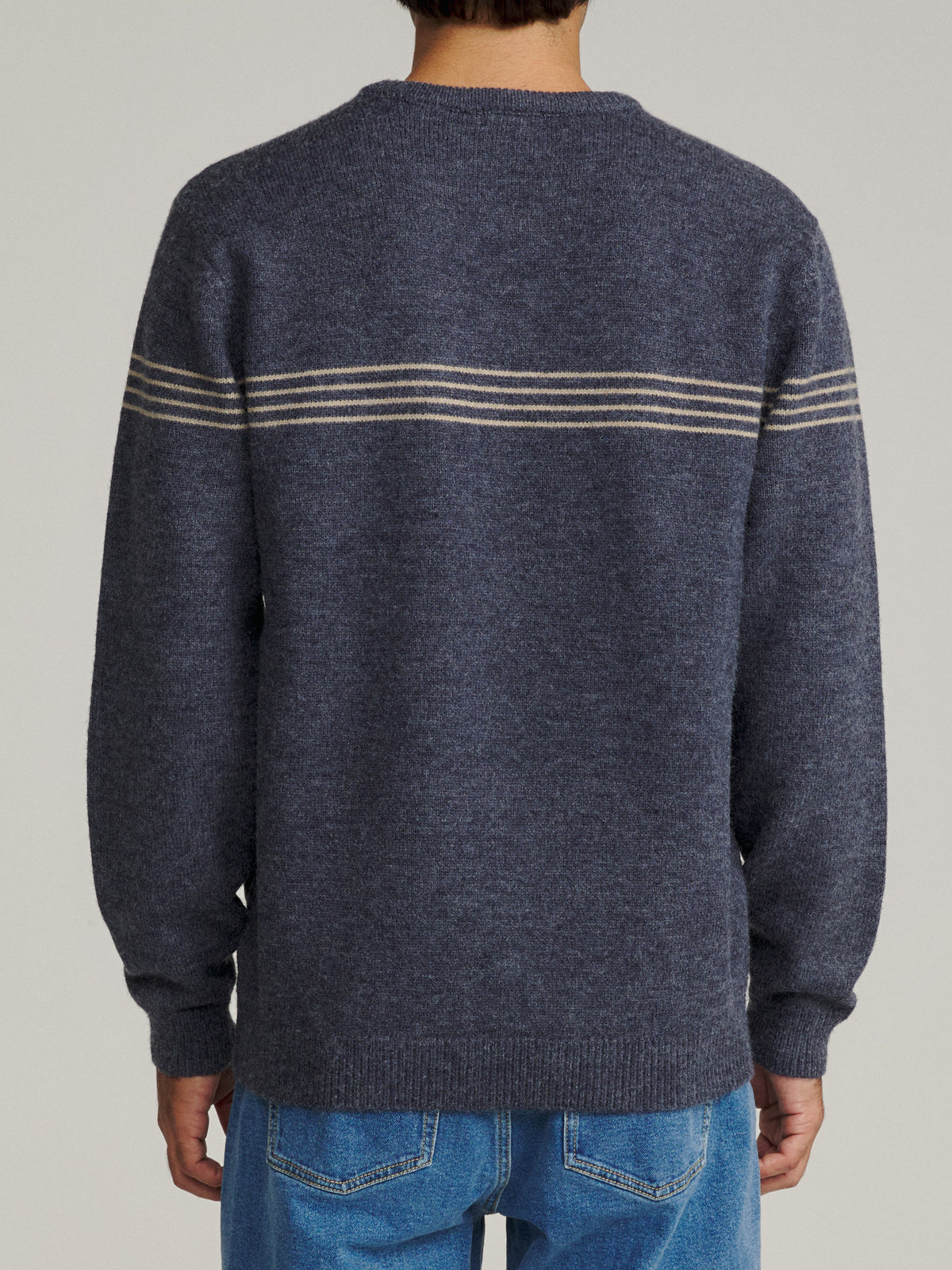 Katin Charles Sweater in Navy, on model, back #color_navy
