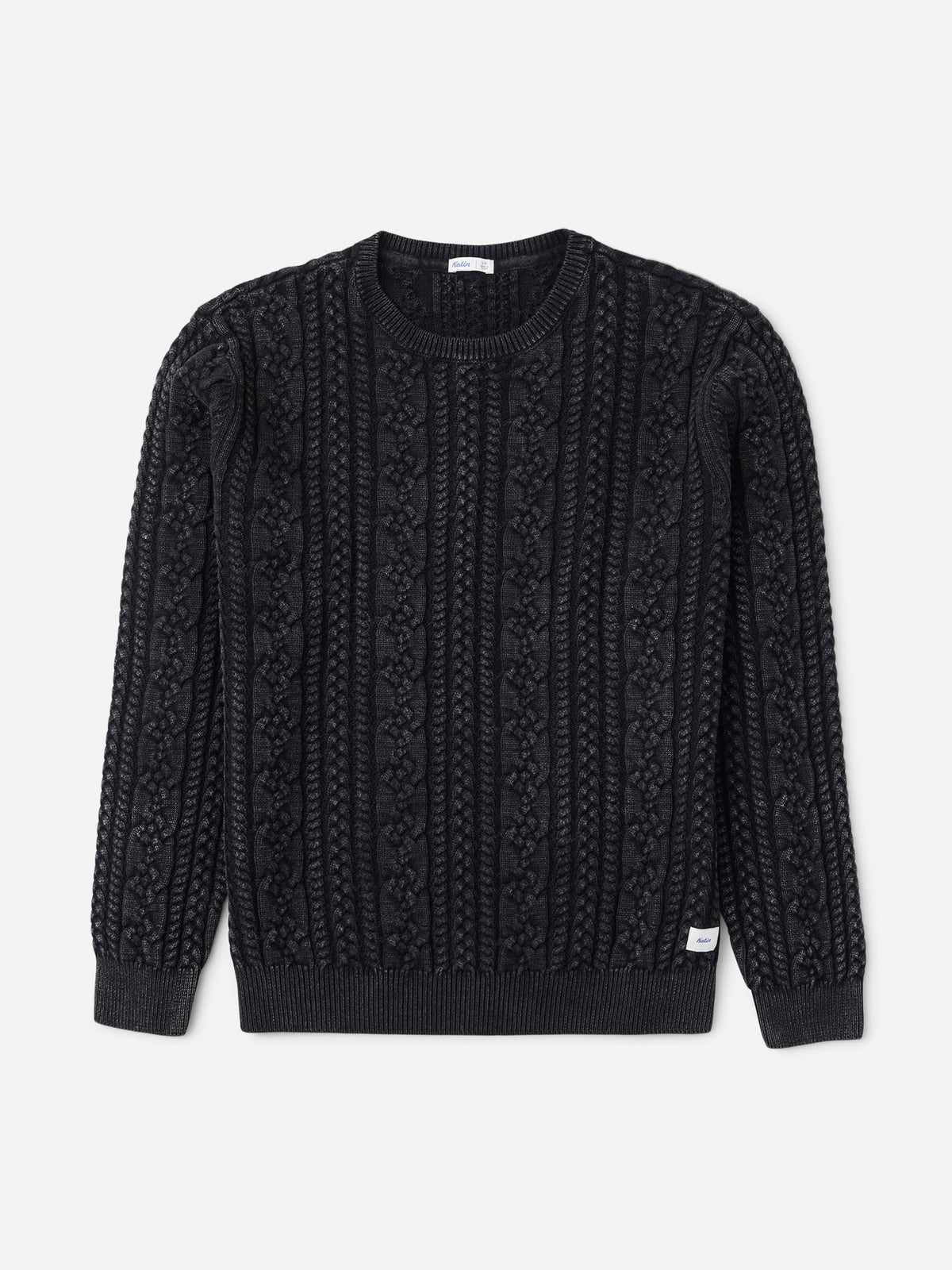 Katin Fisherman Sweater in Black Wash, flat, front #color_black wash
